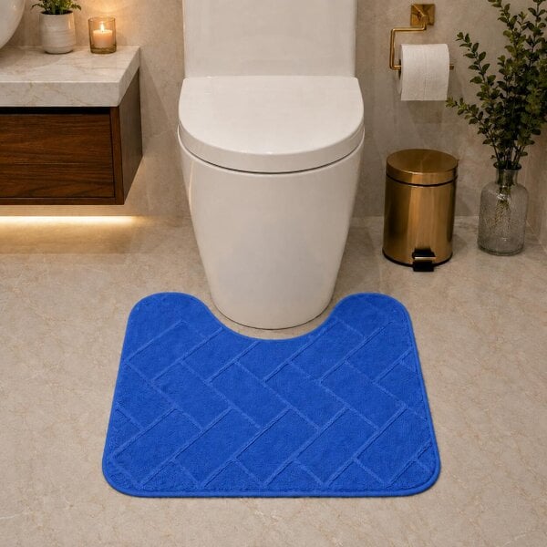 Night Zone Memory Foam Bath Mat Set – Block Bricks Design Non-Slip Bathroom Rug