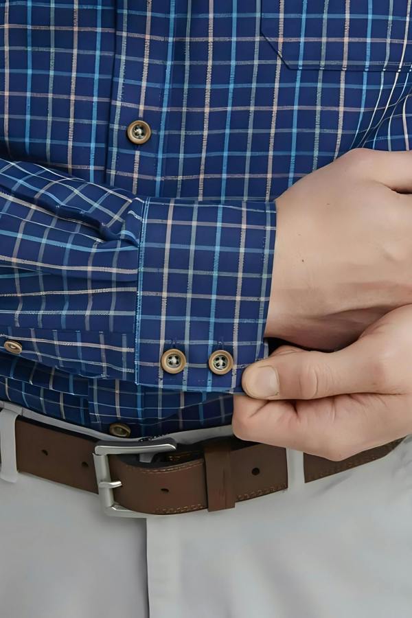 Navy Tattersall Check Long Sleeve Shirt
