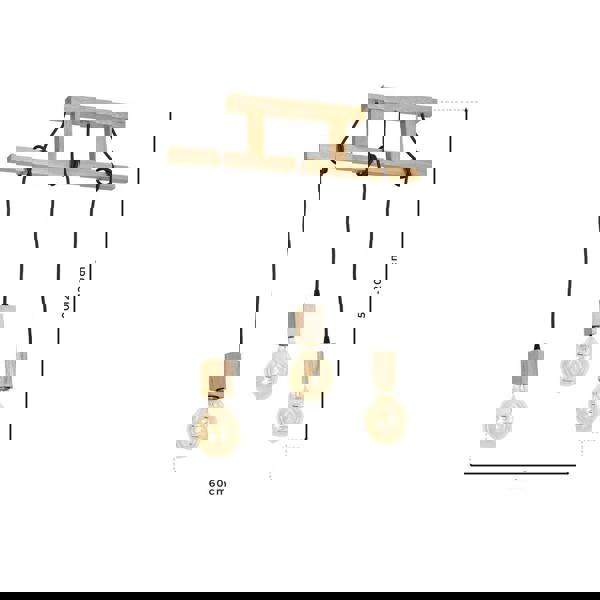 Milagro Jack Pendant Lamp Hand Made Natural Wood Ladder And Rope