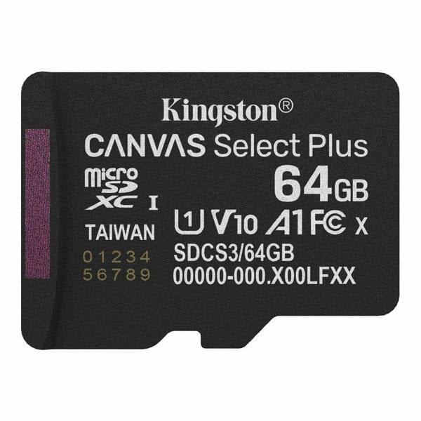 Kingston Canvas Select Plus MicroSD 100MBs Class 10 64GB with Adapter