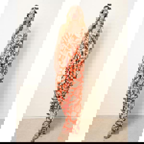 Blue Vanilla Tropical Tie Front Jumpsuit