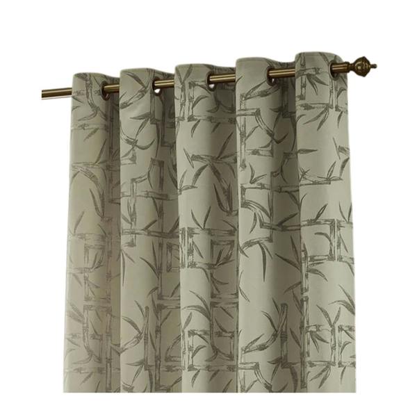 Paoletti Jacquard Bamboo Print Eyelet Curtains - Champagne - 