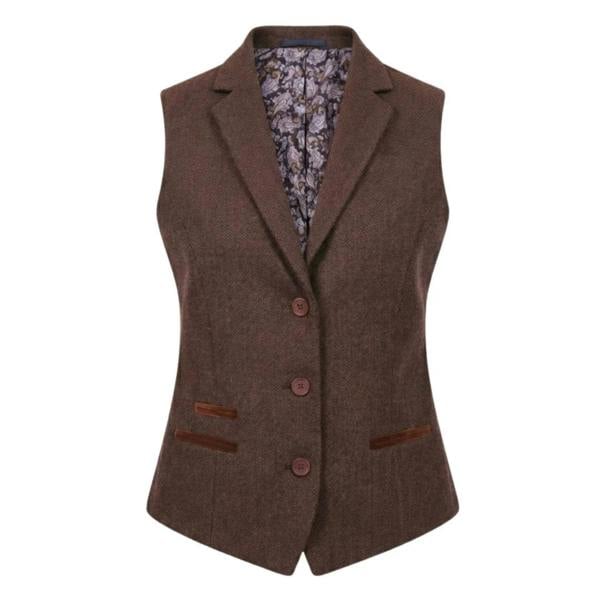 IMW-04 - Women's Brown Tweed Herringbone Blazer Waistcoat-TruClothing