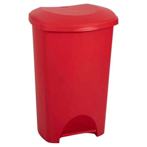 1 x Red 50L Recycling Commercial Medical Utility Waste Trash Pedal Bin With Hands Free Foot Pedal Operation