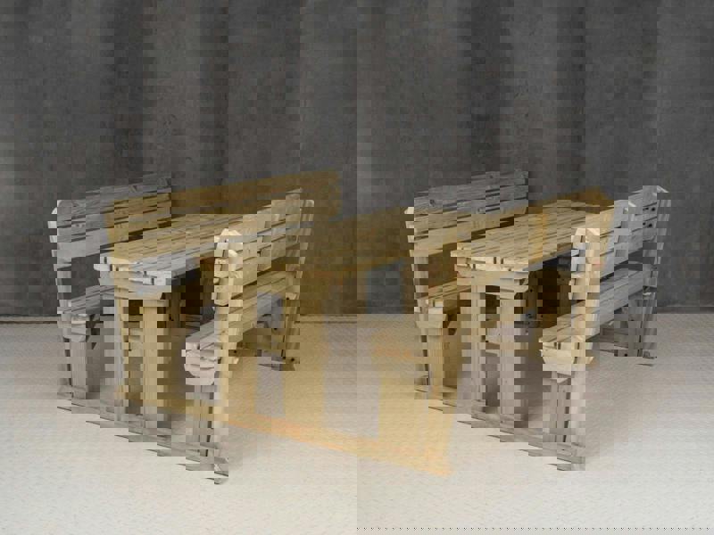 Alders Rounded Picnic Table and Benches Set with Backrest – Wooden Outdoor Dining Set for Gardens and Patios