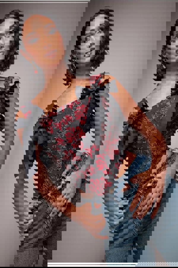 Jacquard Multiway Removable Strap Corset - Black T261