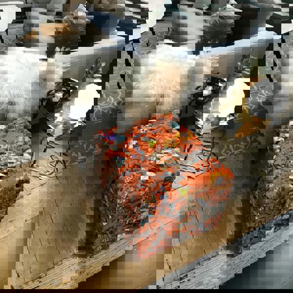 Compact square handmade footstool deep tufted design UK