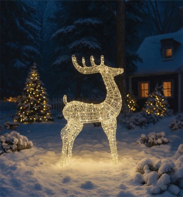 Xmas Haus Outdoor Metal Silver Deer