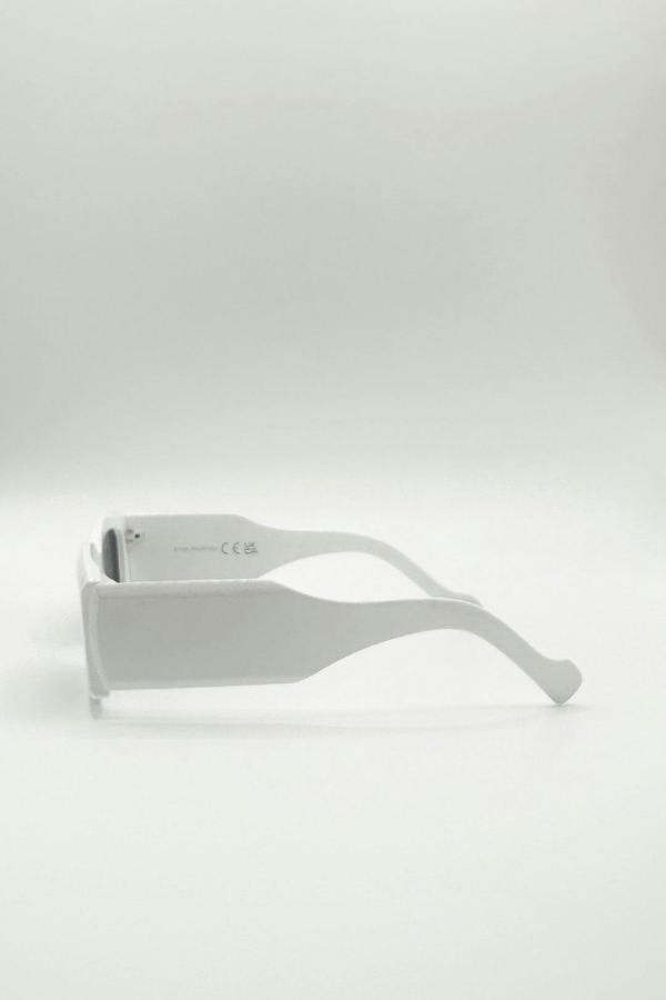 Chunky Rectangle Sunglasses with Extra Wide Arms in White - svnx