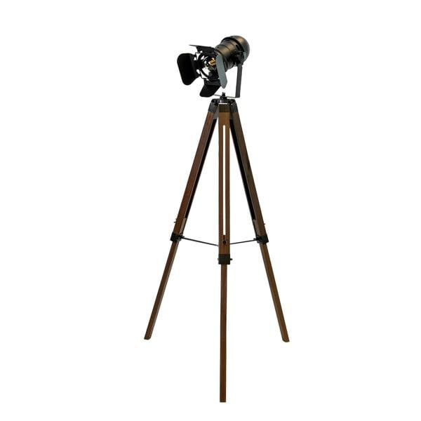 Angel Cerdá Floor lamp in black steel and walnut-coloured pine wood 8109