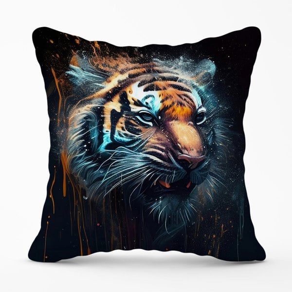 Warren Reed Tiger Face Splashart Dark Background Cushions