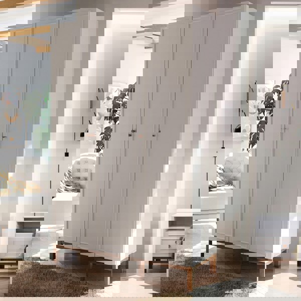 Furniture To Go Wensley 3 Door Wardrobe in Light Grey and Oak