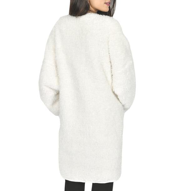 Smart Living Women's Borg Bathrobe with Ribbed Placket - Cream