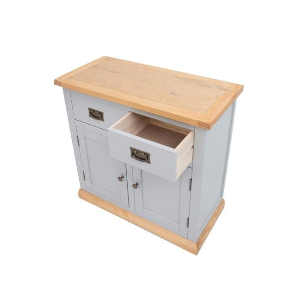 Cabinet Bits Bomporto Light Grey 2 Drawer 2 Door Sideboard Brass Drop Handle