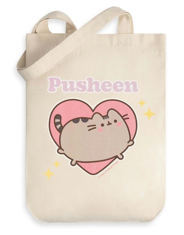 Pusheen Unisex Beige Heart Tote Bag (One Size)