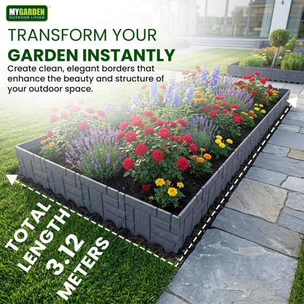 My Garden Outdoor Living My Garden Lawn Edging 12 Pack-3.12 Meter Interlocking Garden Borders & Lawn Edging-Decorative Edge Fencing for Paths & Lawns