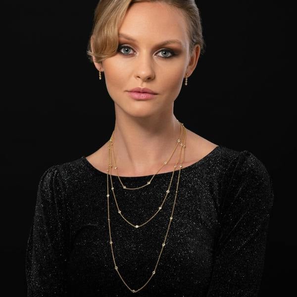 namana Gold Dainty Drop Earrings For Women with 4 Sparkling Cubic Zirconia Stones