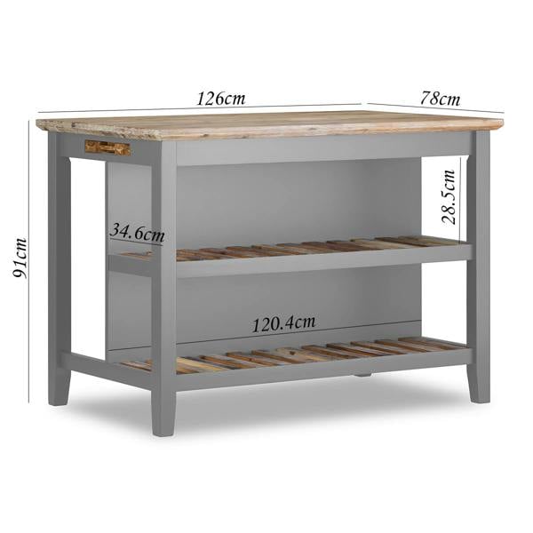 Statement Furniture Florence Breakfast Bar Kitchen Island with Shelves