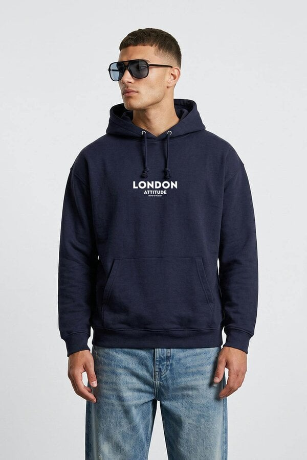 London Attitude Relaxed Fit Dragon Graphic Hoodie