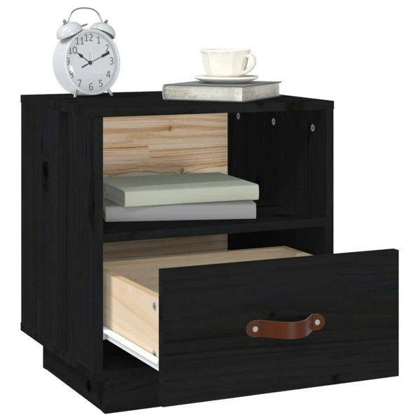 Berkfield Bedside Cabinets 2 pcs Black 40x34x45 cm Solid Wood Pine
