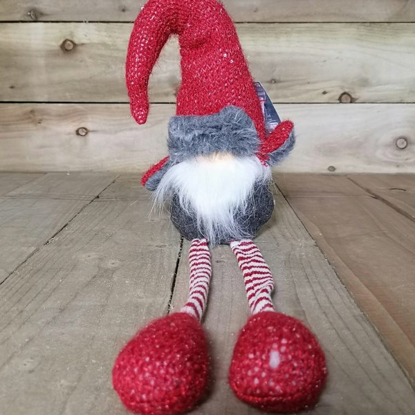 Samuel Alexander 72cm Lit Plush Christmas Gonk with Dangly Legs & Aviator Hat in Red & Grey