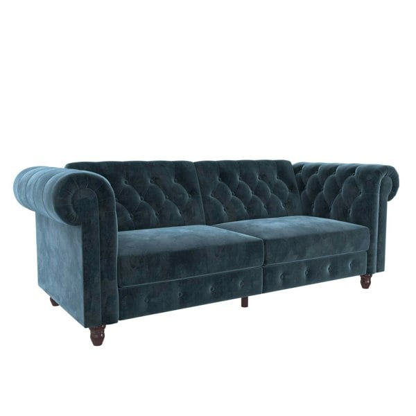 Dorel Home Felix Chesterfield Sofa Bed in Velvet Blue