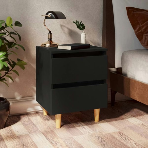Berkfield Bed Cabinets with Solid Pinewood Legs 2 pcs Black 40x35x50 cm