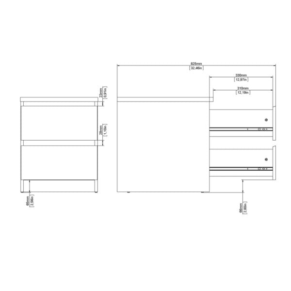 Wyld Haus Budapest White Wood Bedside Table 2 Drawers
