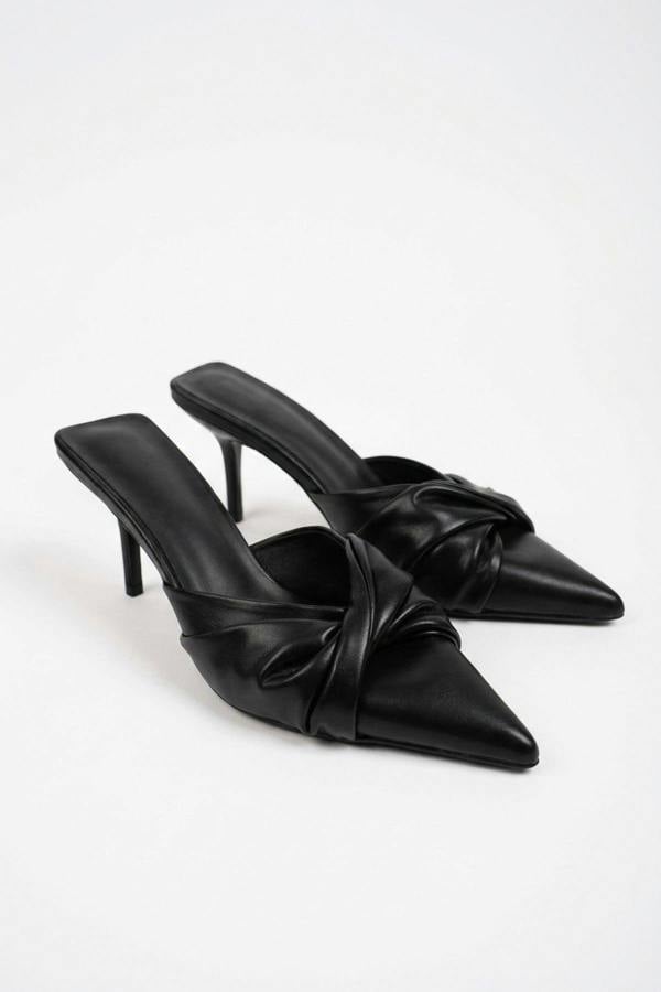 ikrush Ines Knotted Front Pointed Toe Kitten Heel Mules