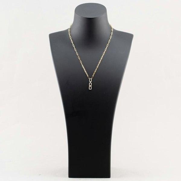 T. H. Baker 9ct Yellow Gold 0.25ct Diamond Triple Rectangle Link Necklace THN38770-25