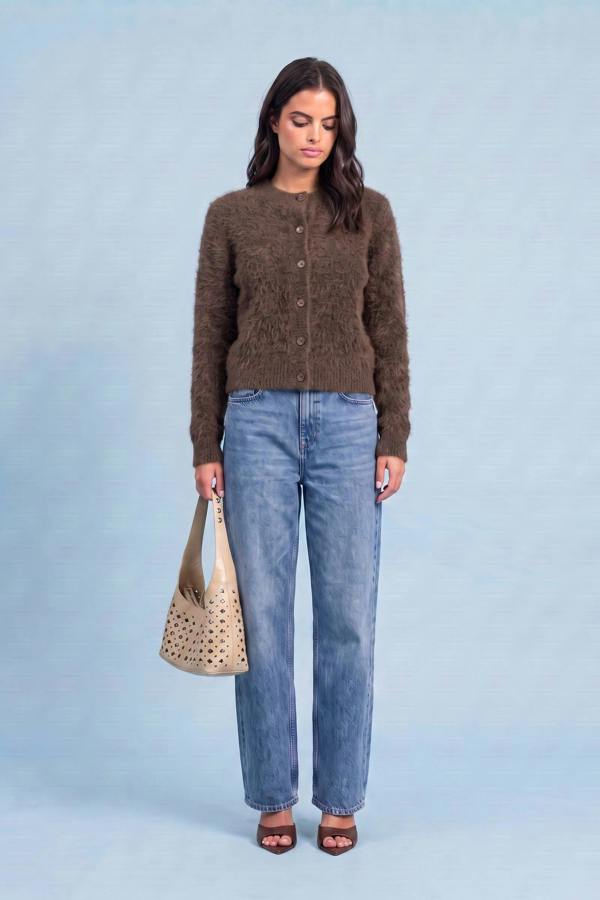 Urban Bliss Wool Blend Textured Boucle Cardigan