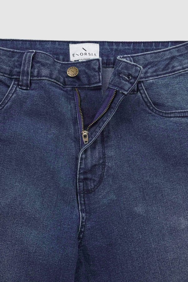 ENORSIA High Waist Raw Hem Flared Jeans