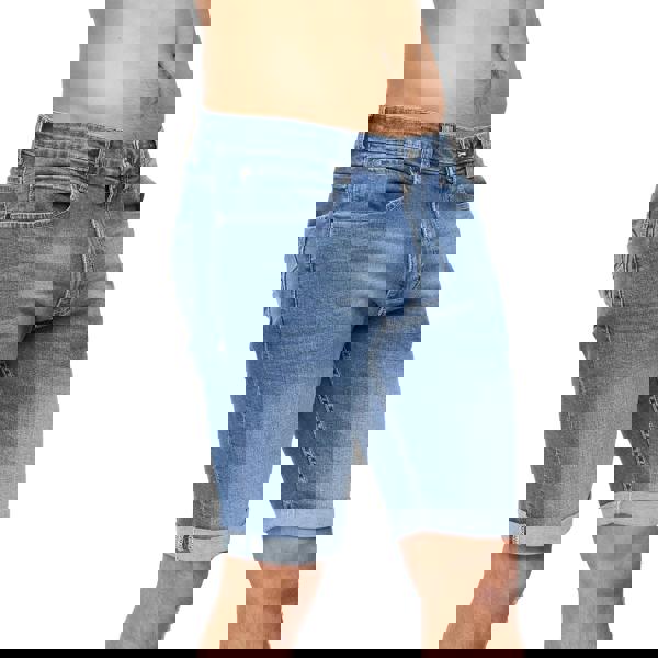 Crosshatch Mens Tonwin Denim Embossed Shorts - Mid Wash - 