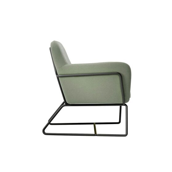 Wyld Haus Marseille Sage Green Velvet Armchair Black Metal Legs