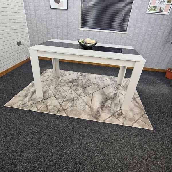Kosy Koala Dining Table Wood Kitchen Place for 6 Seats, Dining Table Only (White and Black H 75 x L 140 x W 80 cm)
