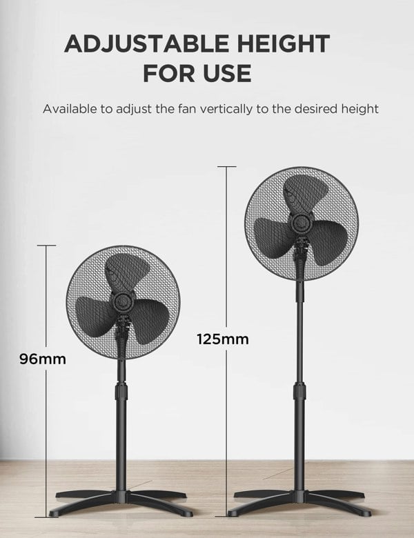 Living and Home Livingandhome Electric Stand Pedestal Fan Height Adjustable with 3 Speeds