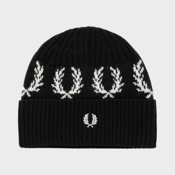 Fred Perry Laurel Wreath Embroidered Beanie Black