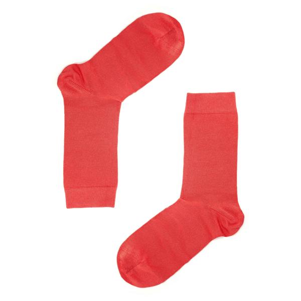 Jemsox Luxury Socks Multipack 3 Pairs / 5-Pairs Coral Red Plain Colour Men's Crew Socks Size 7-12
