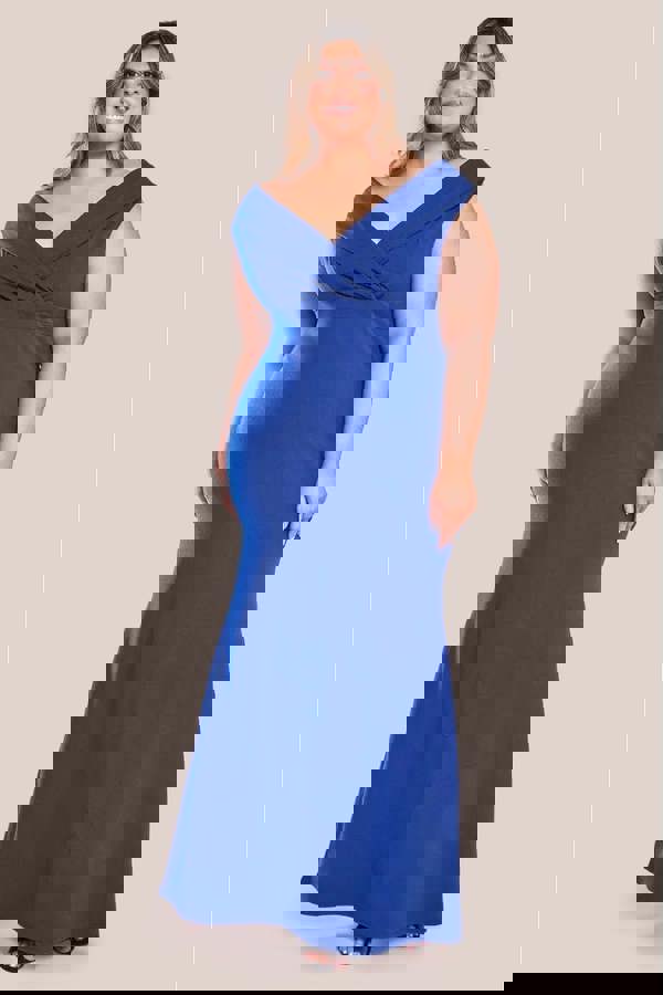 Front Wrap Off The Shoulder Maxi Dress - Royalblue DR2290P