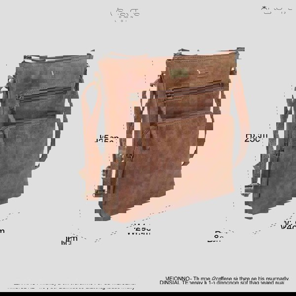 Assots London 'AGATHA' Distressed Tan Vintage VT Real Leather Crossbody Bag