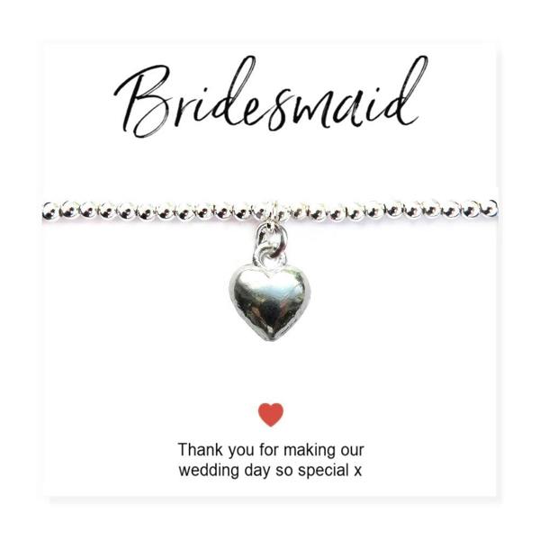 Aye Do Gifts Bridesmaids Heart Bracelet & Thank You Gift Card