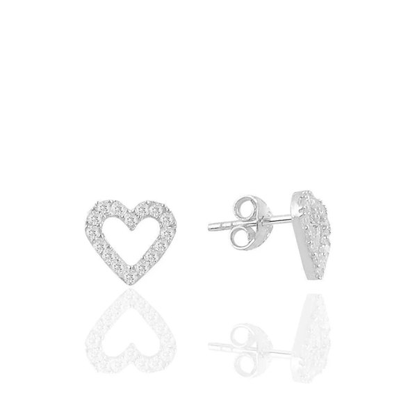 Spero London Heart Sterling Silver Stud Earrings