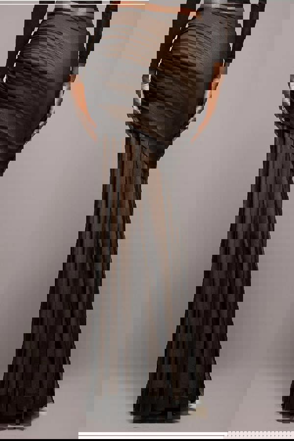 Mesh Gathered Mermaid Maxi Skirt - Black SK57