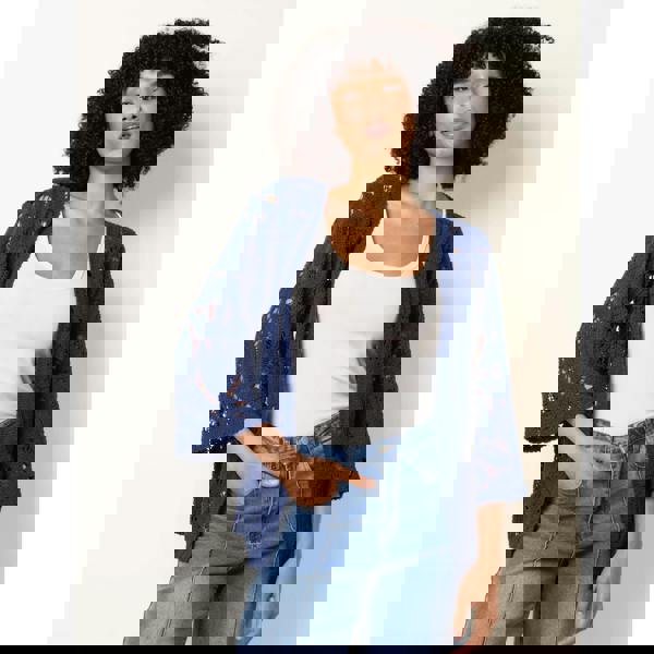 Blue Vanilla Crochet Tie Front Cardigan