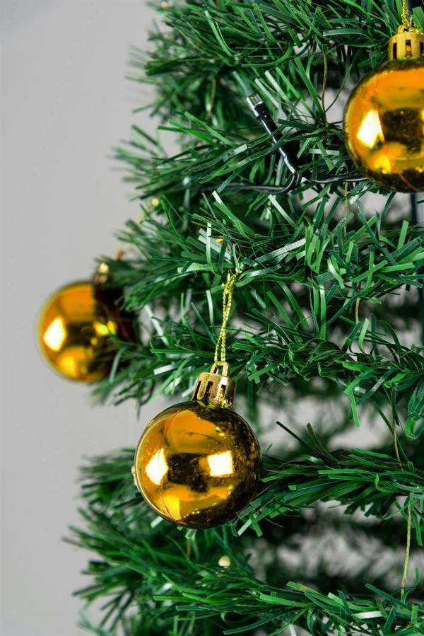 4ft, 5ft and 6ft Pre-Lit Pop-Up Christmas Tree with Warm White LEDs and Gold Baubles image 6