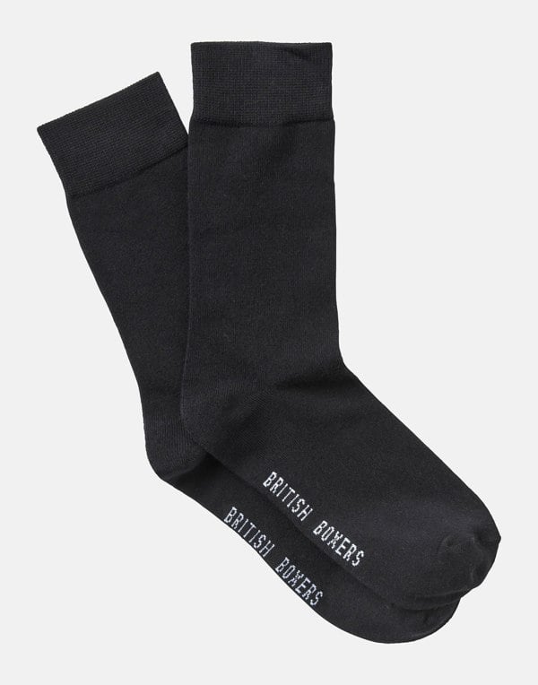 British Boxers Men's Three-Pair Bamboo Sock Gift Box – Black