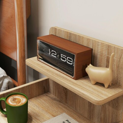 Wyld Haus Tahadi White And Wood Effect Multi Storage Bedside Table