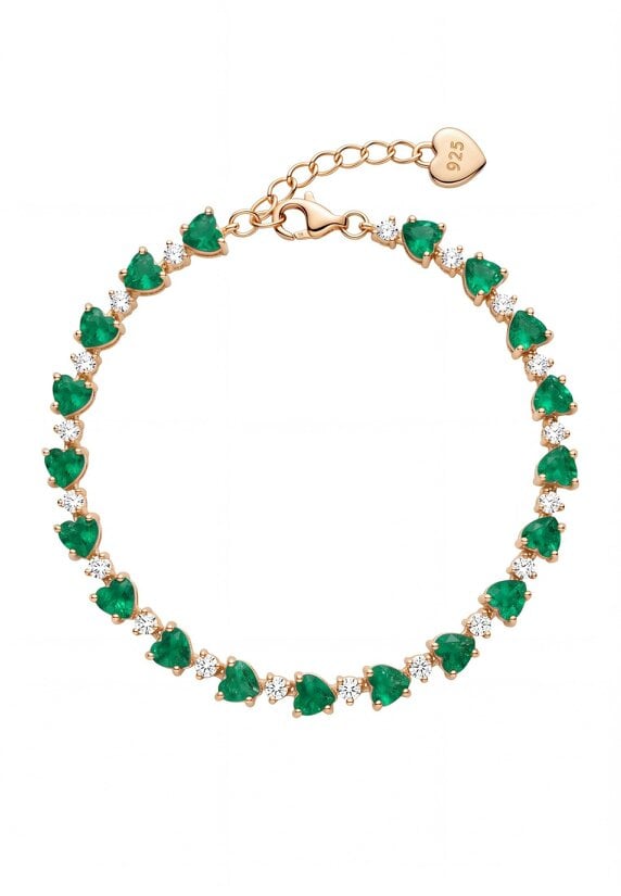 Latelita Asscher Cut Heart Tennis Bracelet Emerald Gold