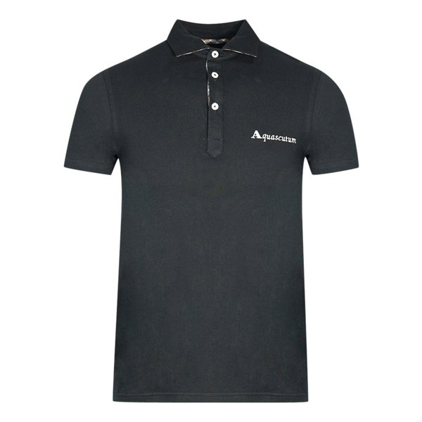 Aquascutum Signature Logo Polo Shirt - Black