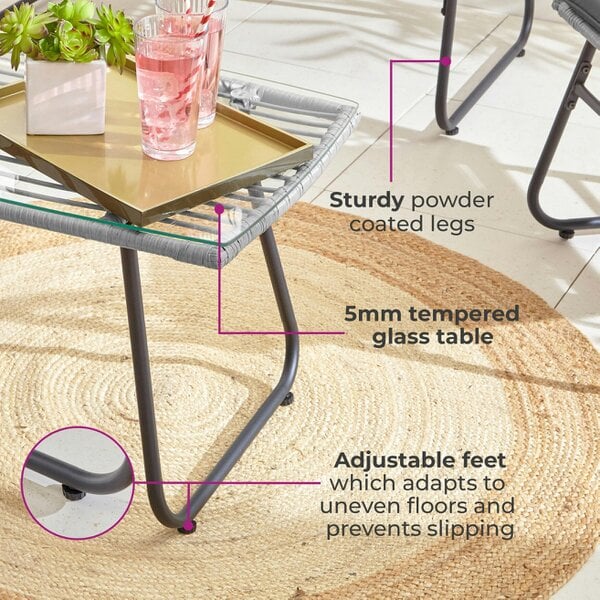 Neo Grey 4 Piece Bamboo Style Table & Chairs Set